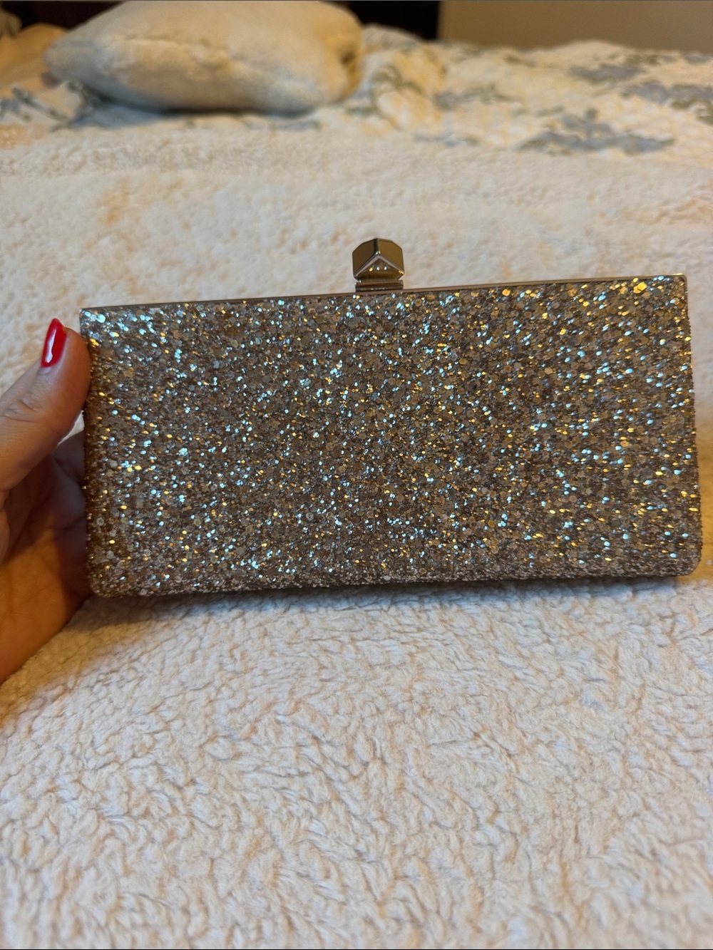 Jimmy Choo Gold Glitter Evening Clutch
